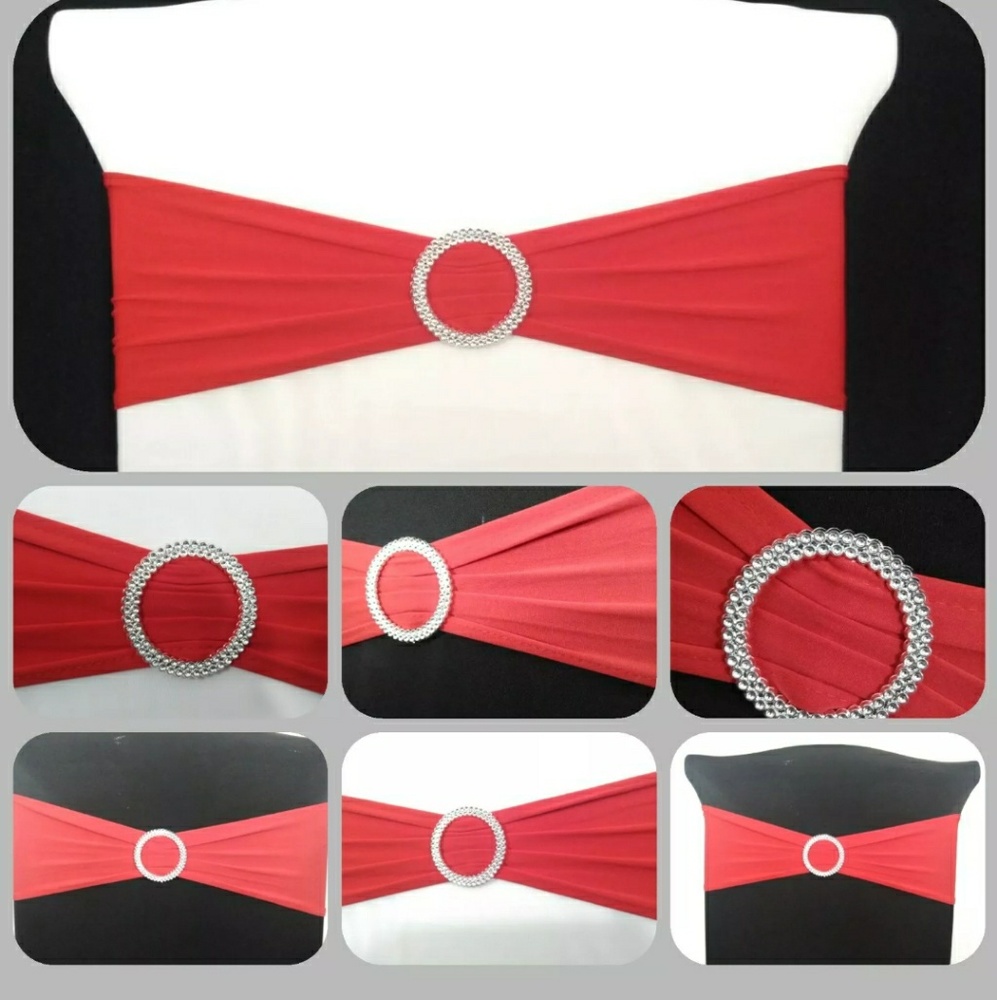 50 Pack Party Red Spandex Stretch Chair Sash